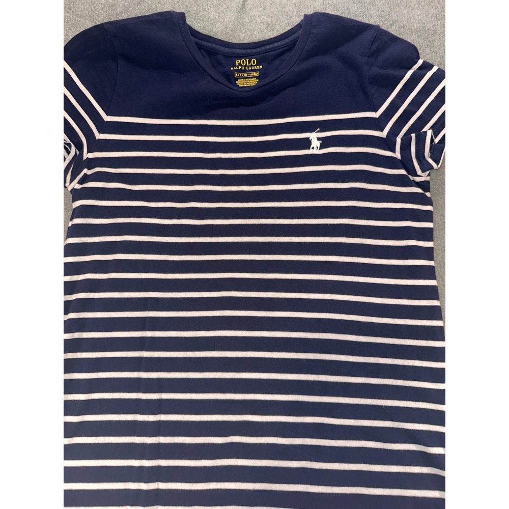 Polo Ralph Lauren Womens Navy Blue White Striped T-Shirt Dress Small S Pony Logo